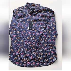 Denim & Flower Slim Fit Floral Cotton Long Sleeve Button-Up Shirt Multicolor XL